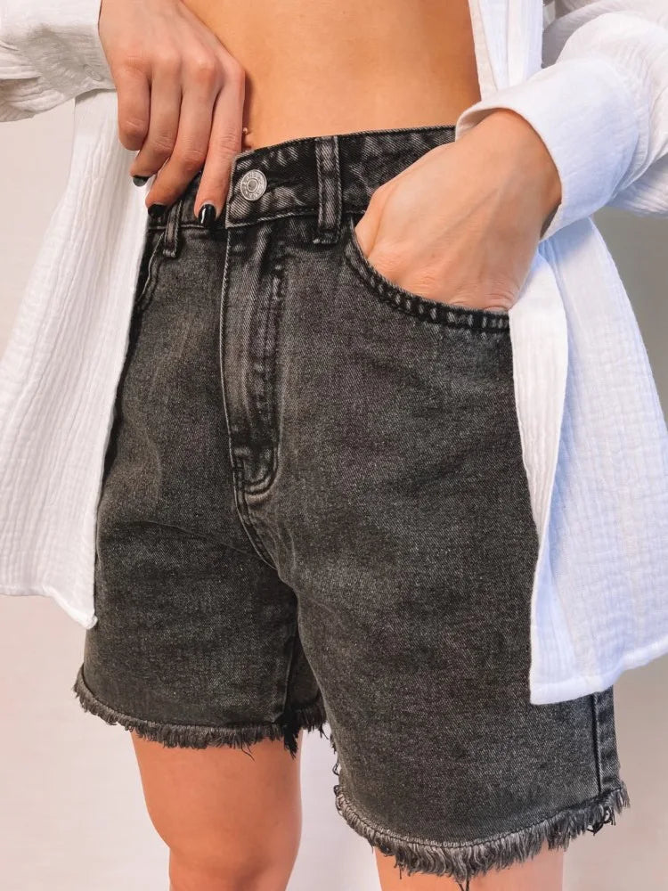 Streamgirl Blue Women's Denim Shorts Summer High Waist Casual Chic Loose Jean Shorts For Women Summer 2025 Denim Short Femme