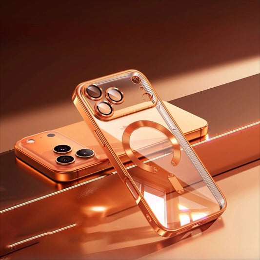 1pc Glossy Electroplated Lens Protector Magnetic Case For Apple 17 17PRO 17AIR 17 Pro Max Supports Wireless Charging