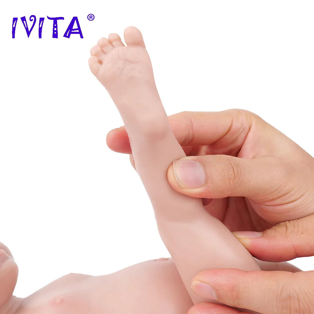 IVITA WG1554 14.96 inch 1.58kg 100% Full Body Silicone Reborn Baby Doll Soft Dolls Realistic Girl Baby DIY Blank Children Toys