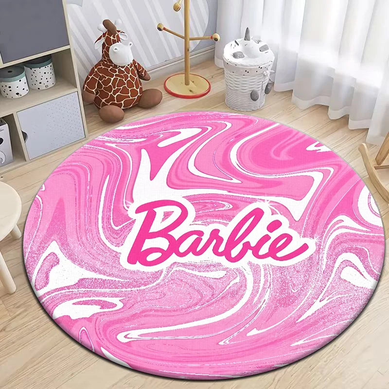 Fashion Barbie Cartoon print Round Carpet for Living Room Rugs Camping Picnic Mats