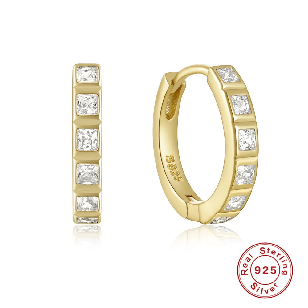 CANNER Ins Star Anise 925 Sterling Silver  Earring For Women Hoop Earrings Crystal Fine Jewelry Glossy 18K Gold Mom Gift Trend