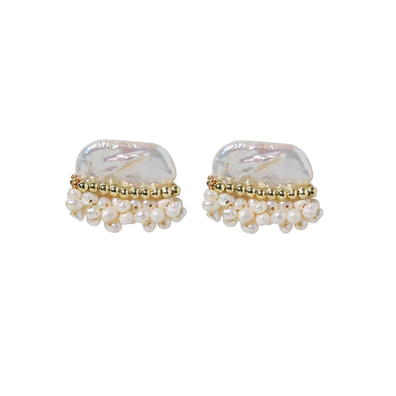 Natural Freshwater Baroque Pearl Earrings Korean Style Women Luxury Jewelry Fashion Ladies and Girls Gift GE1586