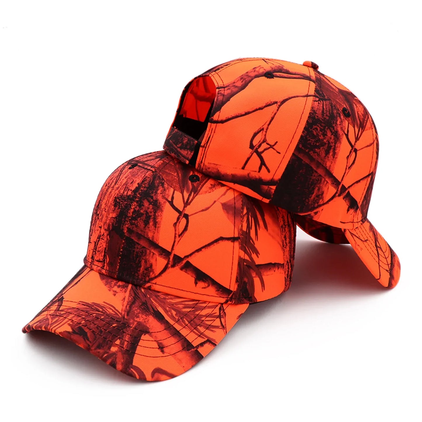 KOEP Jungle Tree Orange Camouflage Cotton Dad Snapback Hat Outdoor Fishing Baseball Cap Bold Fluorescent Orange Camo Hunting Hat