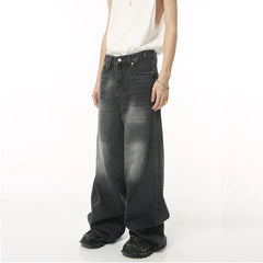 Vintage Men's Baggy Denim Trousers Streetwear Wide Leg Loose Denim Pants