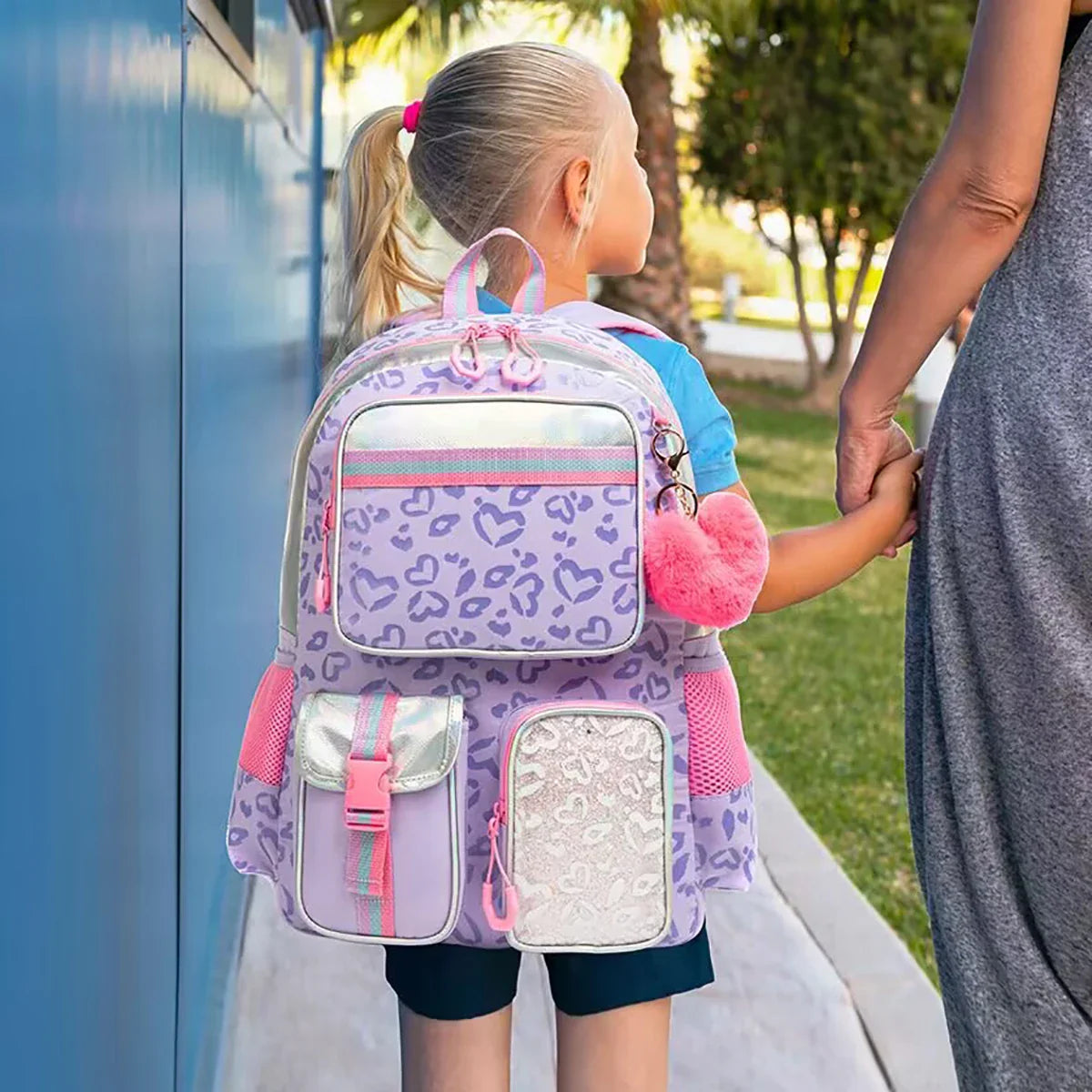 Meetbelify Backpack for Girls Schoolbag Aesthetic Backpack for Elementary Student Teen Girls Bookbag with Lunchbox and Penbag