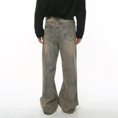 Spring Men's Baggy Jeans Worn Out Loose Wide Leg Denim Pants