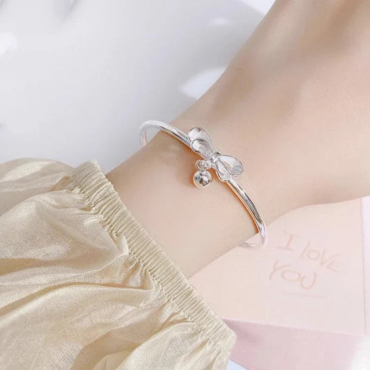 925 Sterling Silver Bangle Bracelet 2 Balls Geometric Polished Punk Stackable For Woman Girl Jewelry Gift Dropship Wholesale