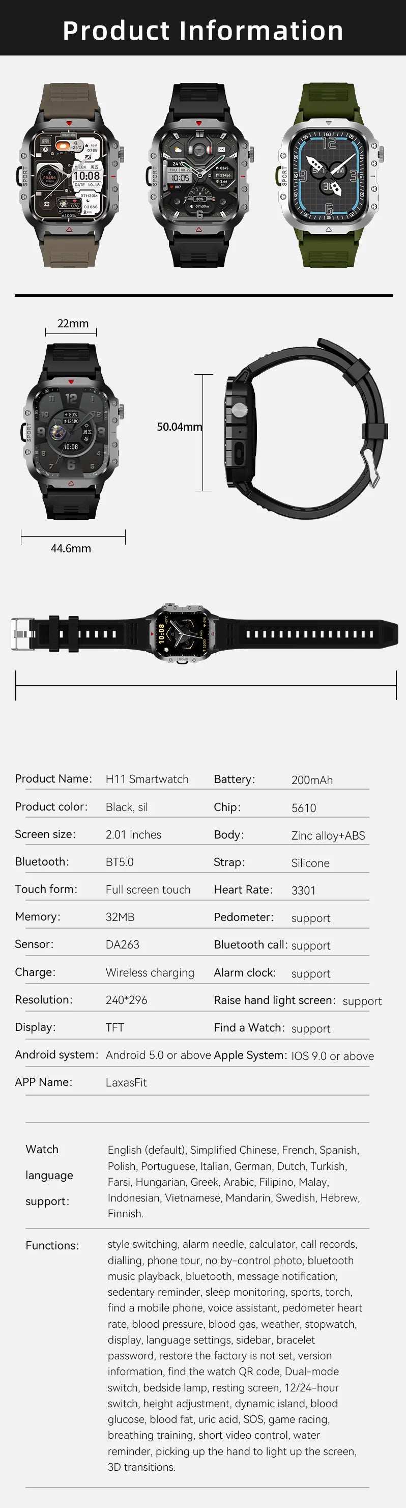 Outdoor 2.01'' Men's Smartwatches Flashlight Fitness Clock Wireless Call Sports Wrist Smart Watches for Women IOS Android 2026