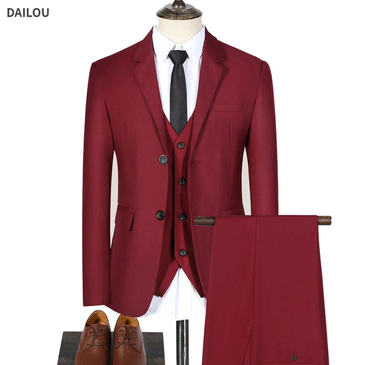 Men Suits Blazers 3 Pieces Wedding 2 Sets Business Elegant Luxury Vest Pants