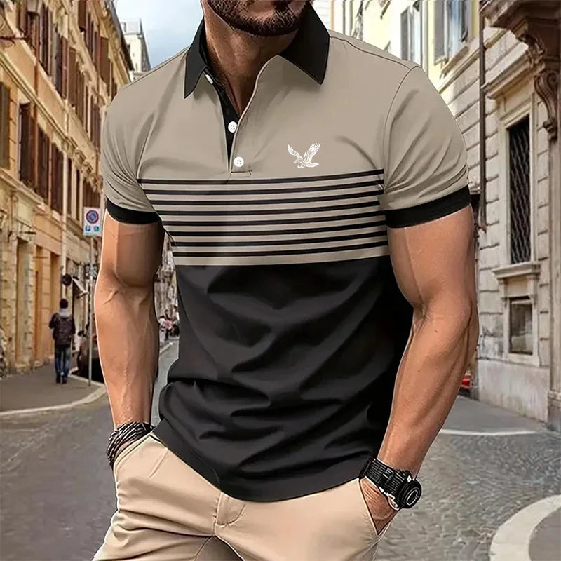 Men's Polo Shirt Golf Shirt Striped Turndown Street Casual Short Sleeve Clothing Apparel Fashion Casual Sport Comfortable