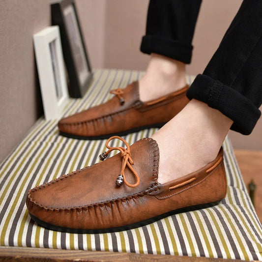 Fashion Leather Men Casual Shoes Slip on Formal Loafers Luxury Brand Comfortable Men Moccasins Italian Soft Male Driving Shoes