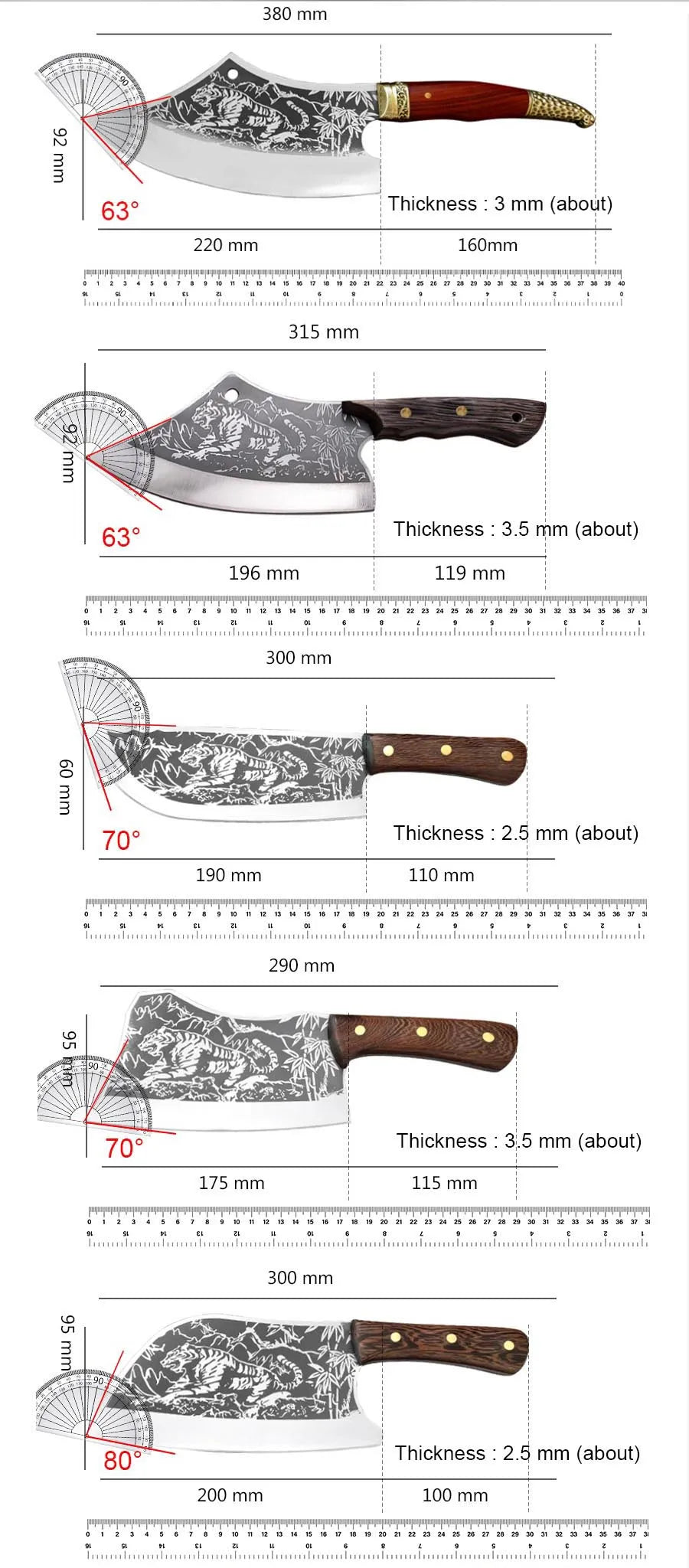 High Hardness Butcher Knife Stainless Steel Tiger Pattern Kitchen knife Bone Chopper