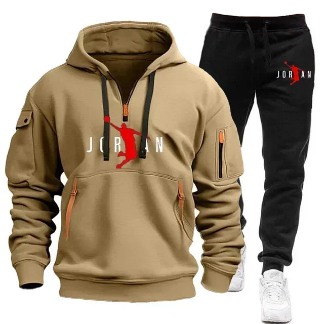 2025 New Autumn and winter new trend men's blazer + Tracksuit pants Fashion casual jogging print sportswear outdoor sportswear