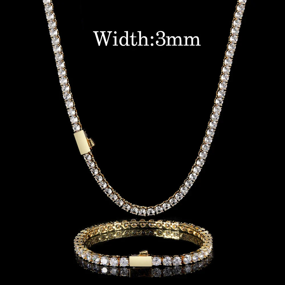 Hip Hop Jewelry Cubic Zirconia Iced Out Tennis Chain Iced Out 18k Gold Plated Bling Necklace For Women Free Custom Laser Logo