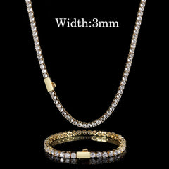 Hip Hop Jewelry Cubic Zirconia Iced Out Tennis Chain Iced Out 18k Gold Plated Bling