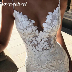 Boho Wedding Dresses Mermaid Bridal Dress Spaghetti Straps Backless