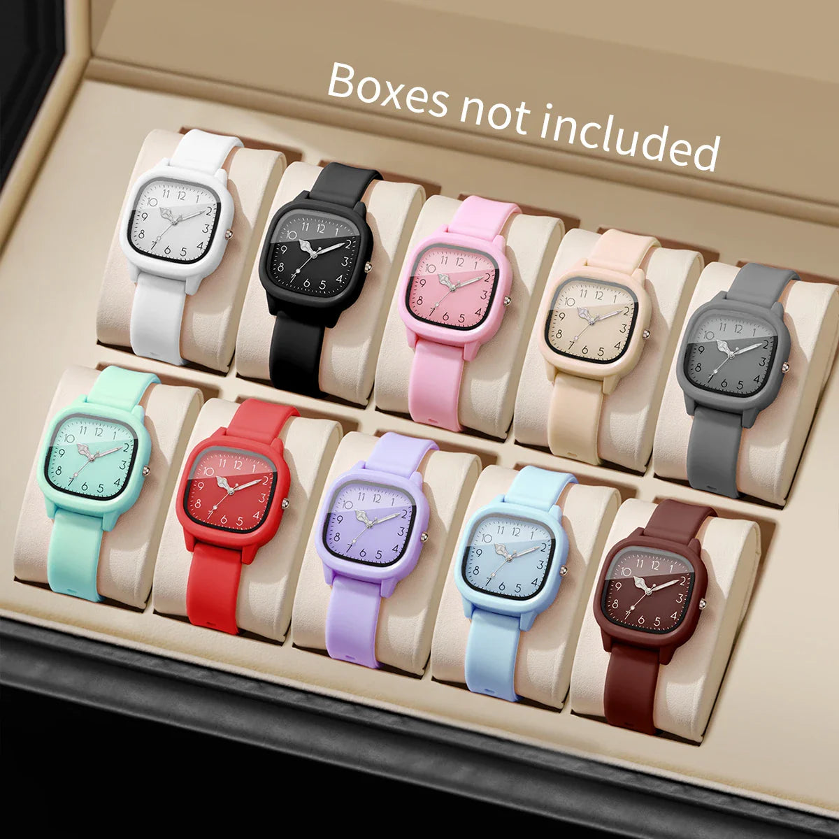 1/10PCS Fashion Square Women Watches Casual Silicone Band Quartz Wristwatch for Girls Clock Reloj Mujer（Without Box）