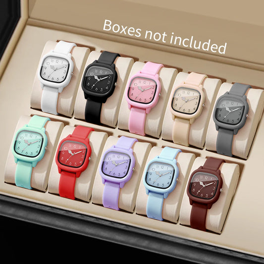 1/10PCS Fashion Square Women Watches Casual Silicone Band Quartz Wristwatch for Girls Clock Reloj Mujer（Without Box）
