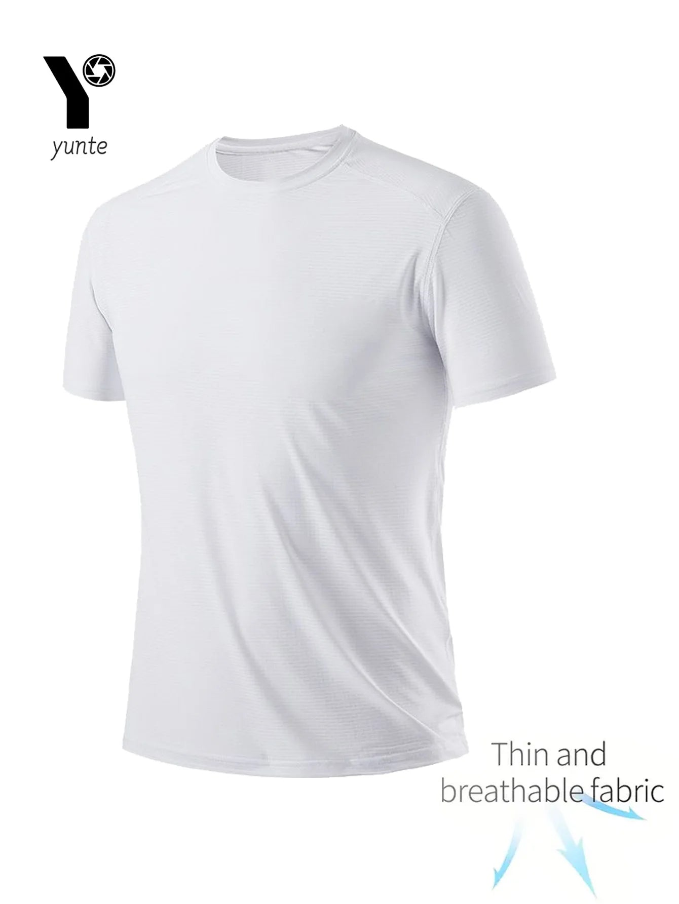 Round Neck T-Shirt 7-Piece White Ultra-Light Men's Quick-Drying Breathable Sweat-Absorbent Shirt Suitable for Fitness Gym and Ru