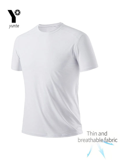 Round Neck T-Shirt 7-Piece White Ultra-Light Men's Quick-Drying Breathable Sweat-Absorbent Shirt Suitable for Fitness Gym and Ru