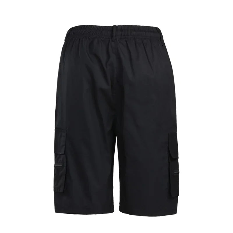 Outdoor Cargo Shorts Male Overalls Elastic Waist Cycling Shorts Multi-pockets Loose