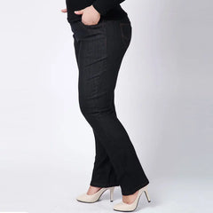 High Waisted Slim Fit Jeans Female Stretched Plus Size  Trousers