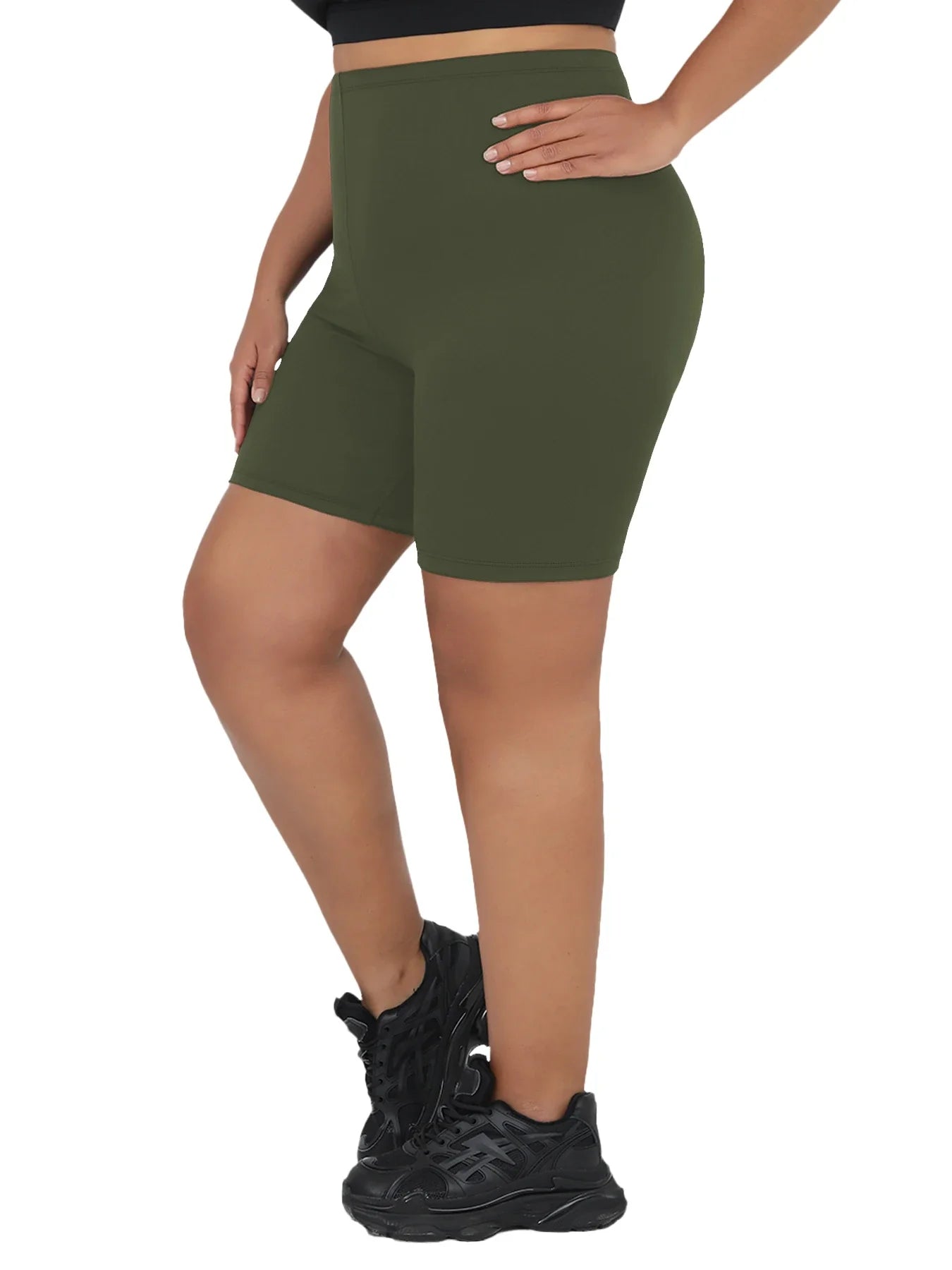 Plus Size Super Soft Biker Shorts For Women No See Through Workout Running Yoga Athletic Shorts 6"Inseam RUNNING