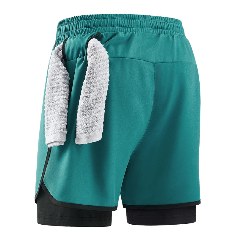 Men Running Shorts Gym Sports 2 in 1 Camo Quick Dry Workout Training Gym Fitness Jogging Short Sweatpants Summer Men Sportswear