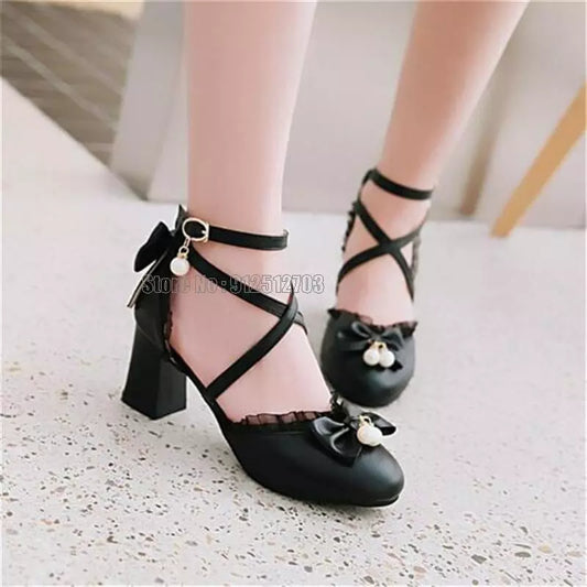 Children Ankle Strap High Heels Girls Wrap Toe Princess Kids Beach Sandals Baby Toddler Student Party Dance Shoes