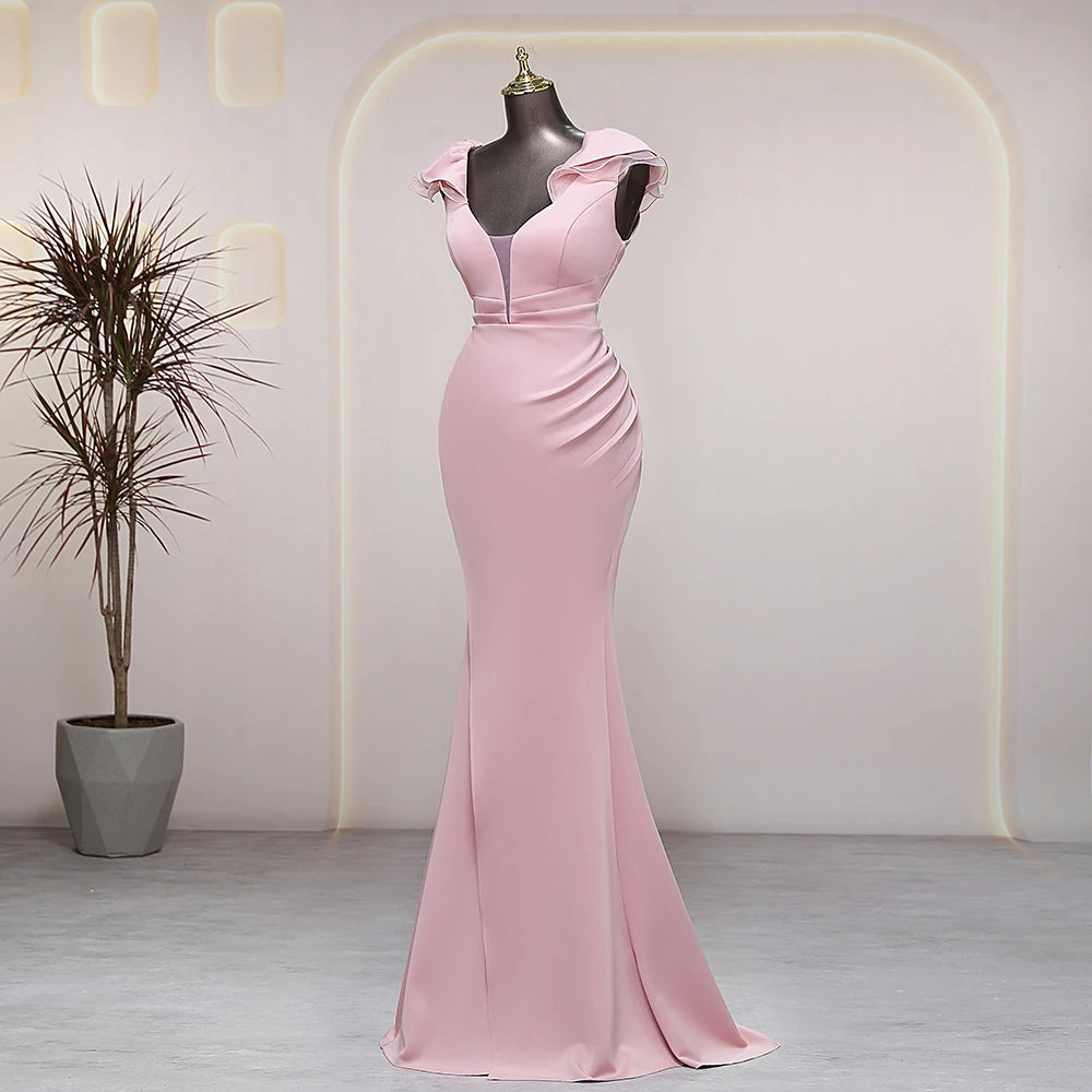 Homecoming Dresses: V-neck candy color pink prom dress luxury evening dresses