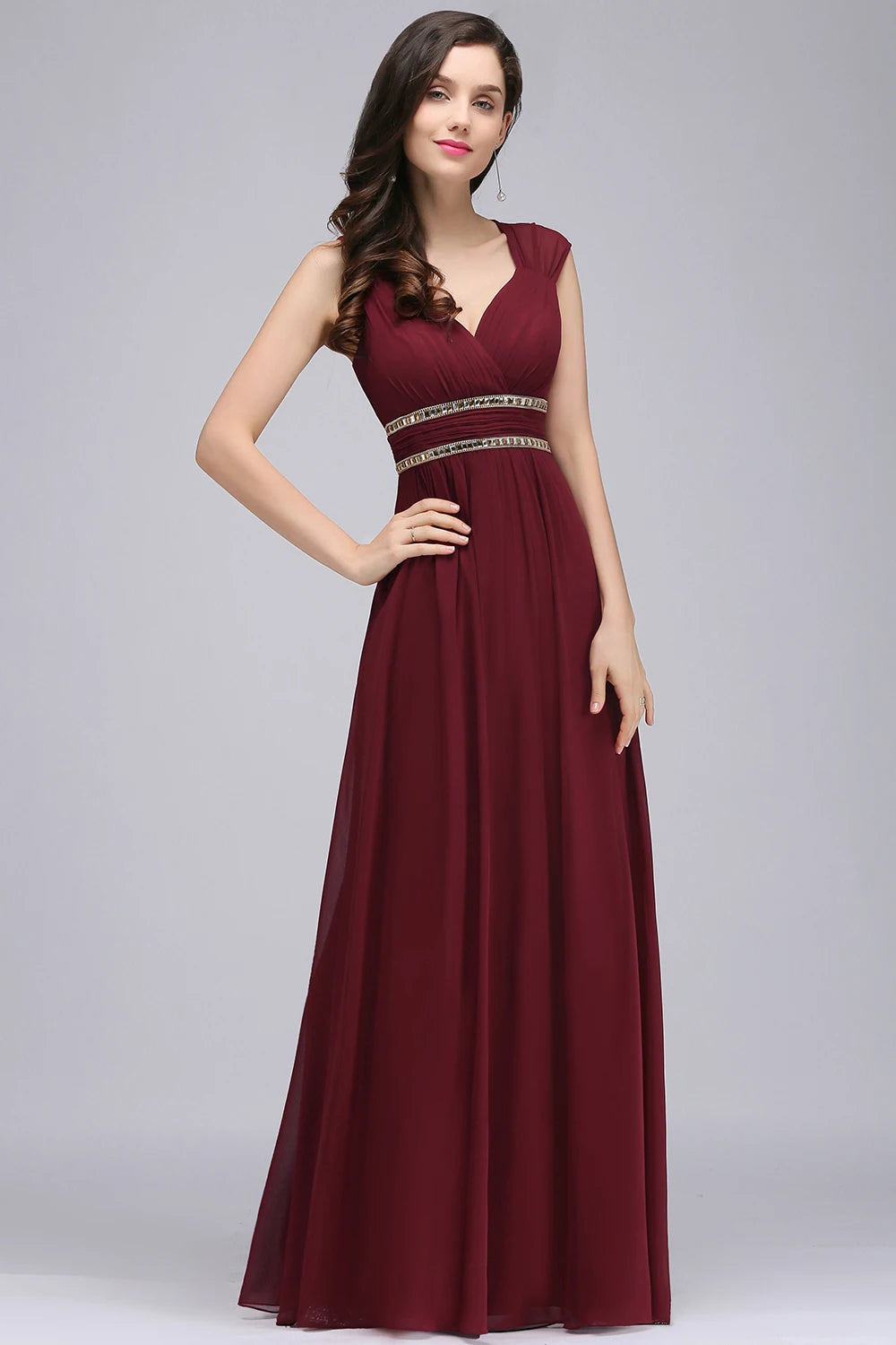 Evening wear Dresses: Evening Dresses A-line V-Neck Sleeveless Crystal