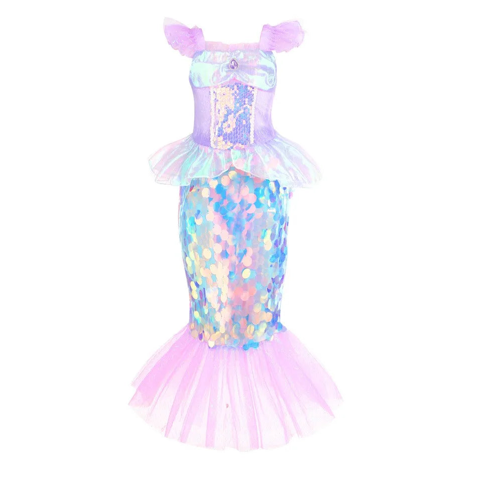 Christmas dress for Girl Dress Ariel Costumes Children's Sequined Fishtail Party Clothes Deguisement Fille