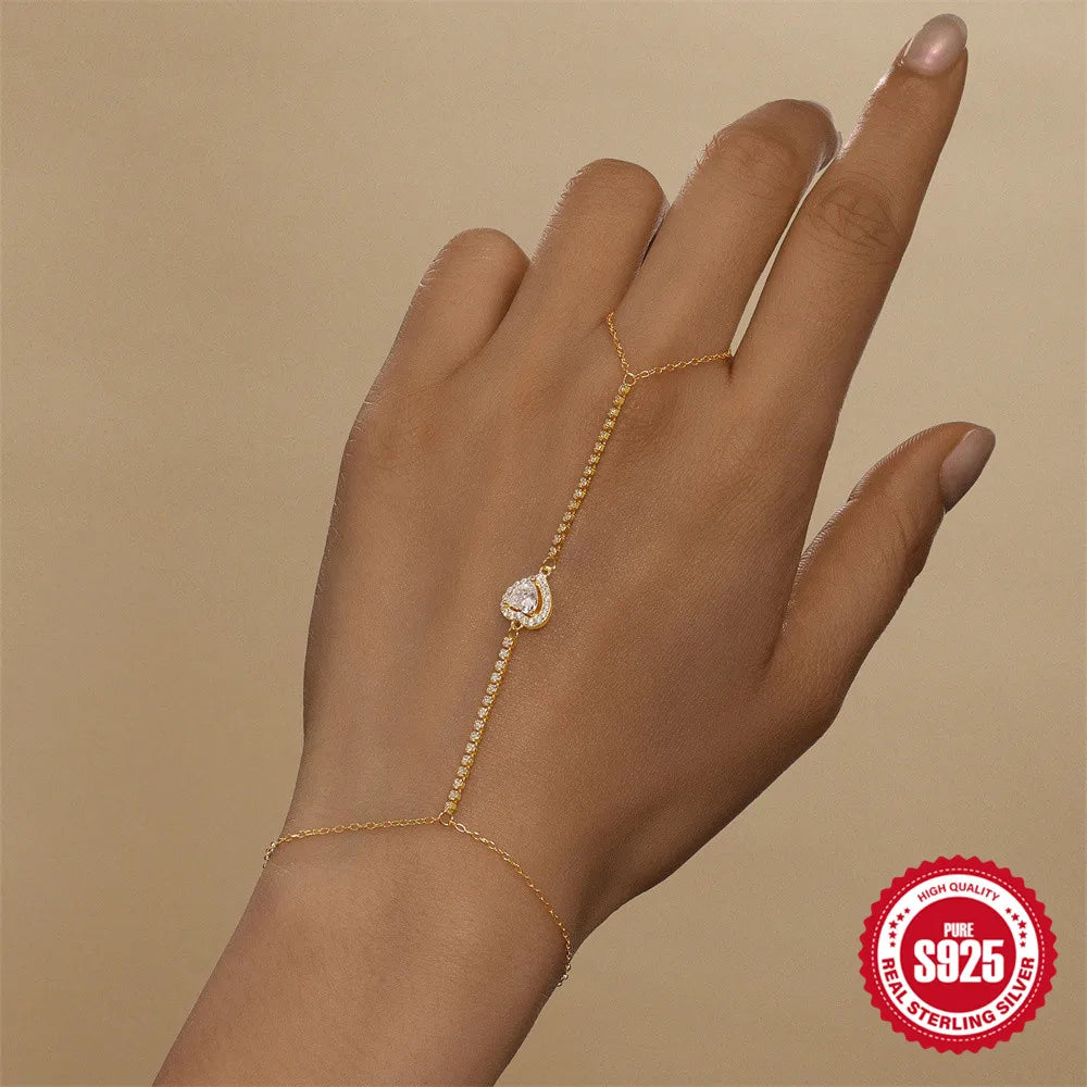 CANNER Minimalism Octagonal Star Finger Bracelet For Women 925 Sterling Silver Ins Flower Multi-layer Bracelet Fine Jewelry