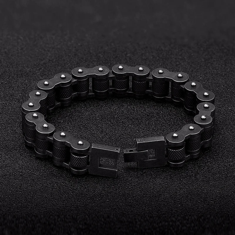 MKENDN Retro Biker Chain Bracelet Mens Bracelet Link Chain Motorcycle Bicycle Style Bracelets Stainless Steel Bangles Jewelry