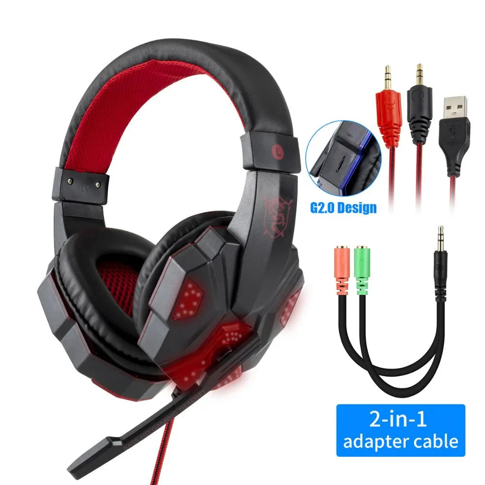 Wired Gaming Headphones With Microphone Led Light For Computer PS4 PS5 Xbox