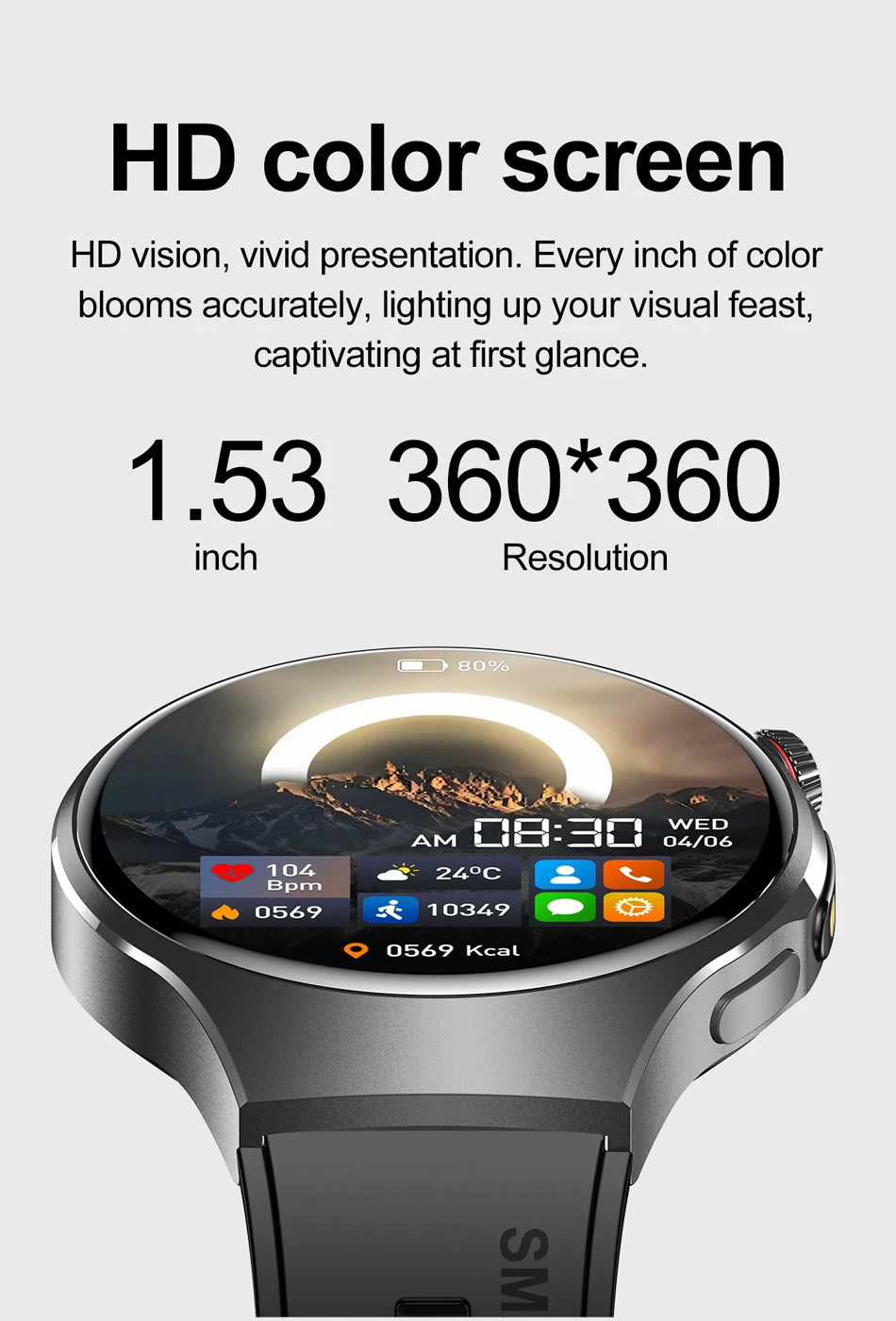 New Smart Watch Men Full Touch Screen Compass Bluetooth Call Flashlight Sports Activity Fitness Heart Rate Waterproof Smartwatch