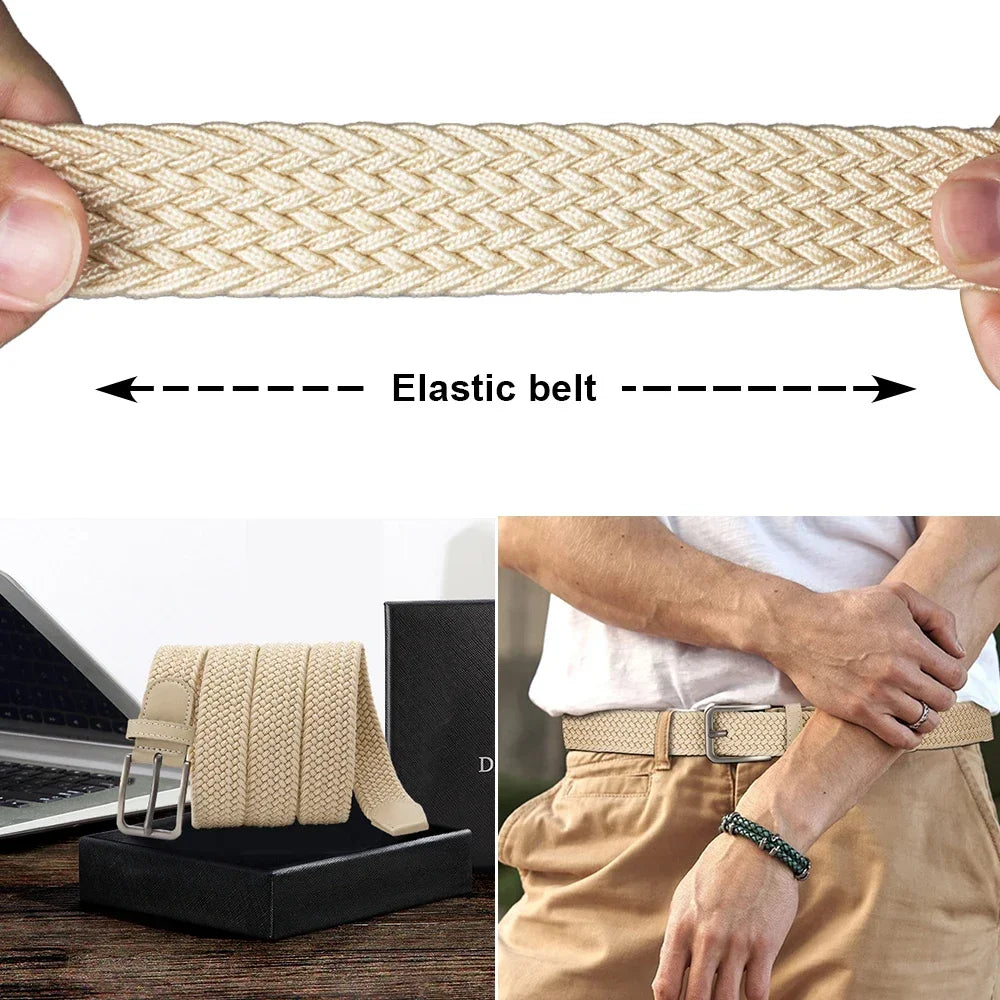Men's Elastic Belts Unisex Casual Woven Belt for Men Outdoor Rock Climbing Training Work Belt with Jeans Belt of Women 115cm