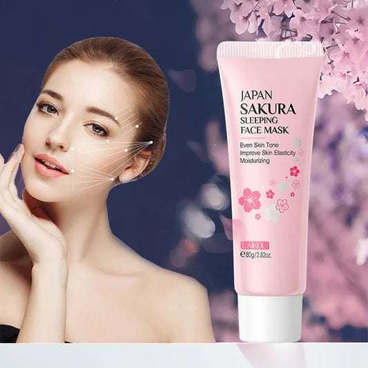 Japan Sakura Sleeping Face Mask Moisturizing & Repairing Night Facial Mask Cherry Blossom Skin Care Nourishing Smoothing Skin