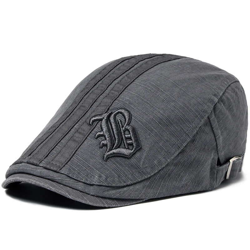 Men Beret Fashion Embroidery Flat Cap Summer Visor For Male
