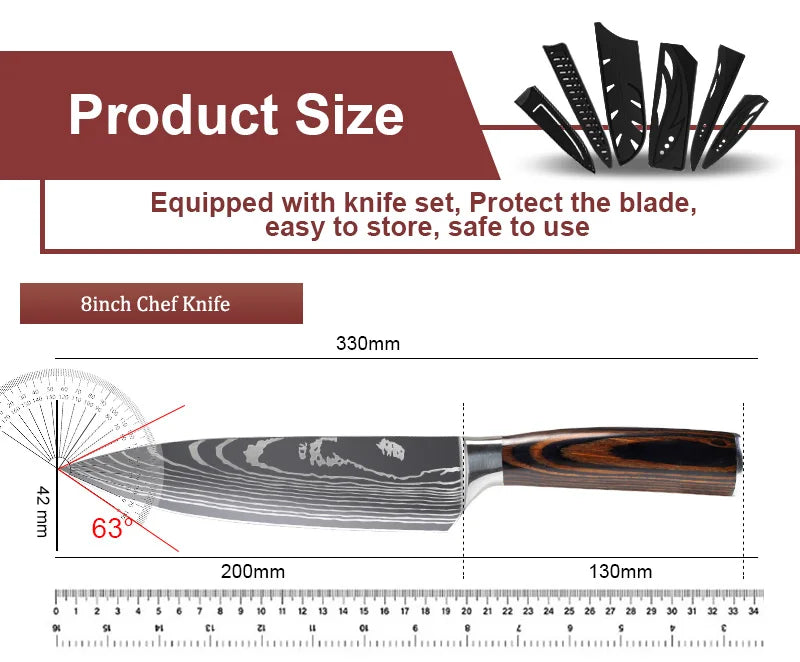 Kitchen knives Set Professional Chef Knives Japanese 7CR17 440C High Carbon