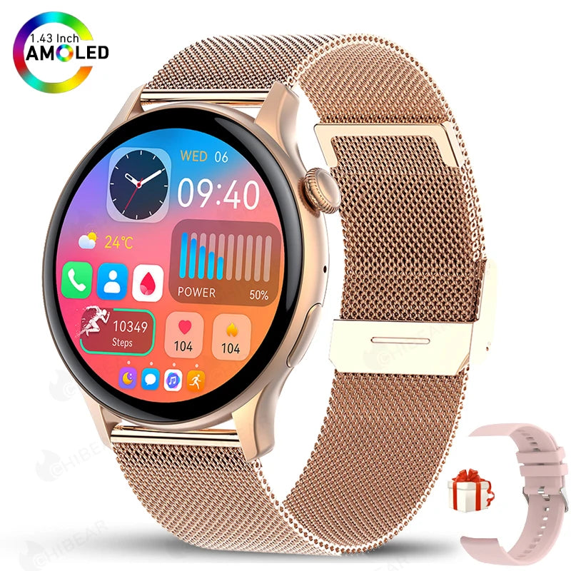 2025 New Real AMOLED HD Smartwatch Ladies Health Monitoring AI Voice Bluetooth Call Smart Watch Women Android IOS