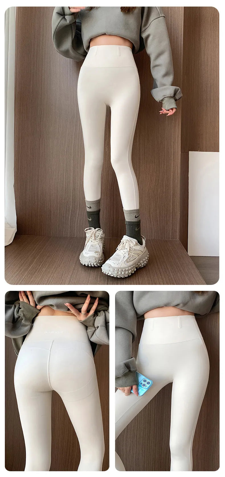 Autumn Sharkskin Leggings Women High Waist Tight Pressure Shaping