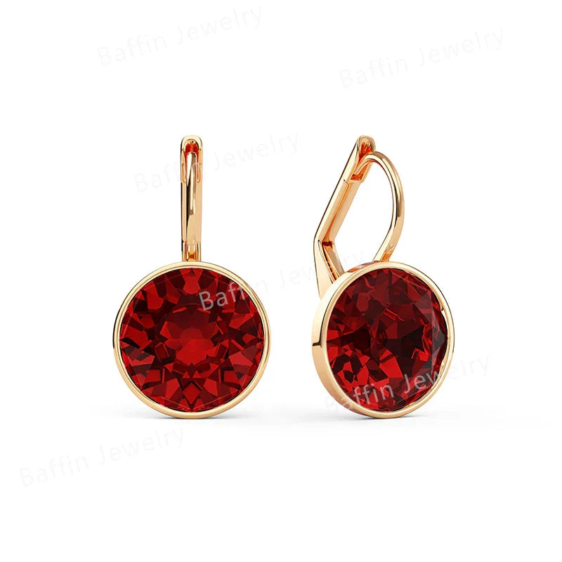 Bella Drop Earring for Women Christmas Birthday Premium Austrian Crystals Round Cut Dangle Silver Gold Color Pierced Jewelry