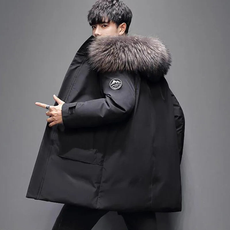 Autumn and Winter Long Men Windproof Coldproof Down Jacket Coats Mens Warm