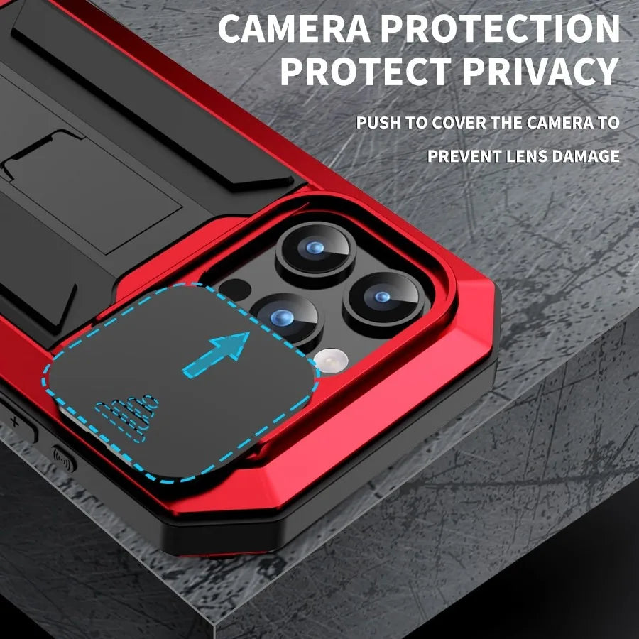 Heavy Duty Rugged Metal Case for iPhone, Case for iPhone 17 16 15 14, 13 Pro Max, Screw Military Shockproof Cover with Screen Ca