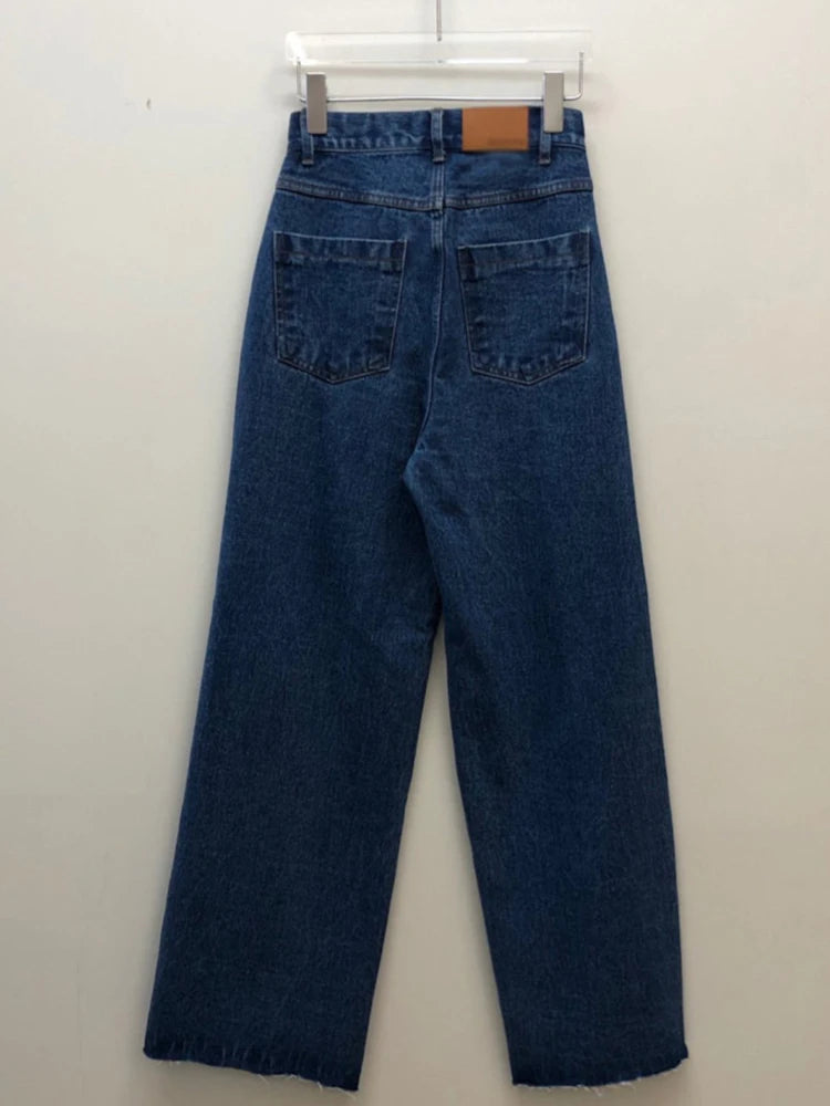 Hit Color Jeans Women High Waist Gradient Color Blue Denim Pants Female Streetwear