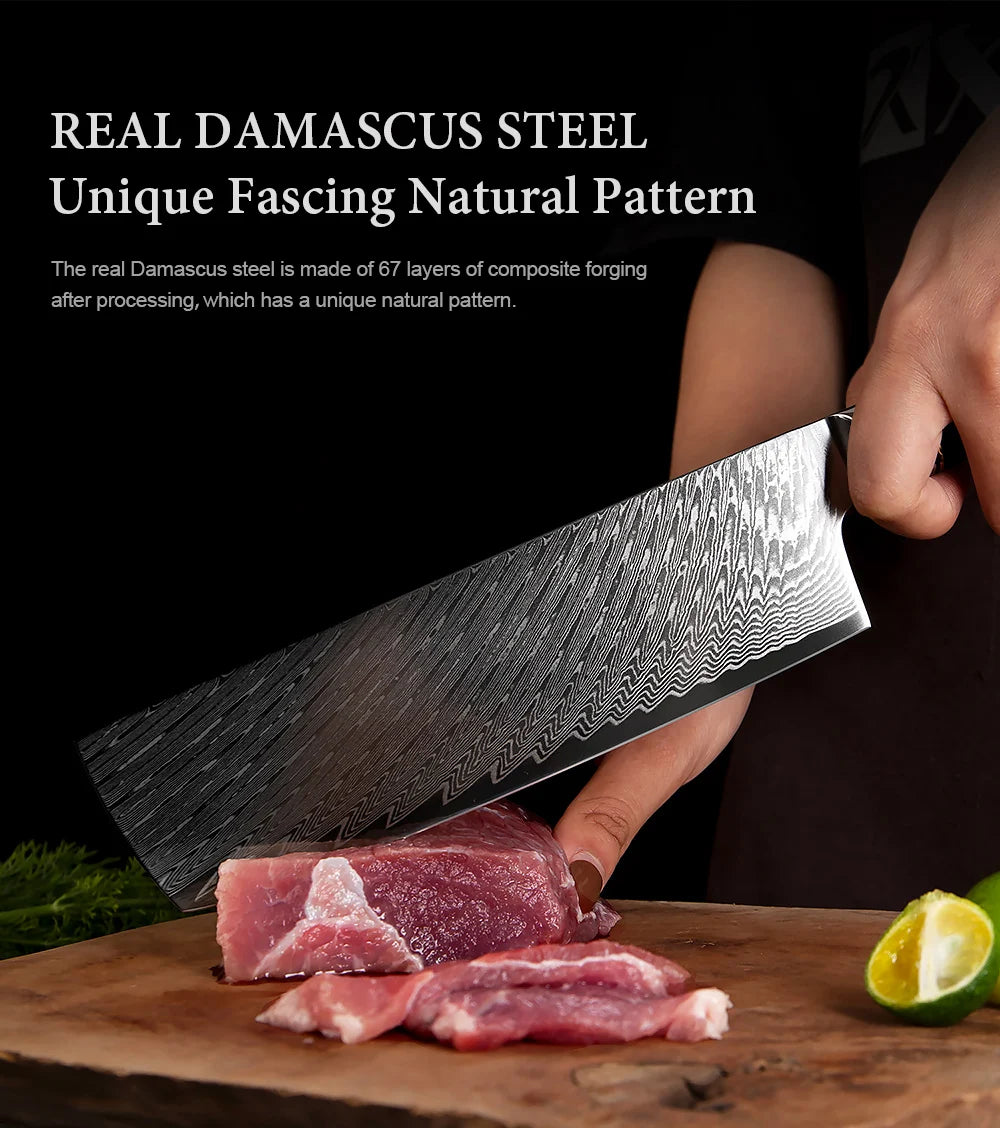 1-9 Piece Kitchen Knives Set Damascus Steel Chef Knife Sharp Cut Vegetables