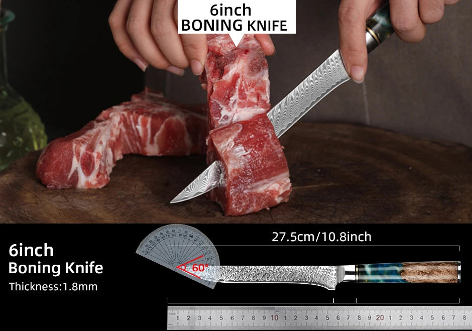 Damascus Steel Kitchen Knives VG10 Chef Paring Bread Knife Chef Knife Sharp