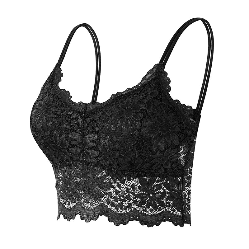 Women Lace Bras Top Comfortable Bralette Solid Color Underwear Vest
