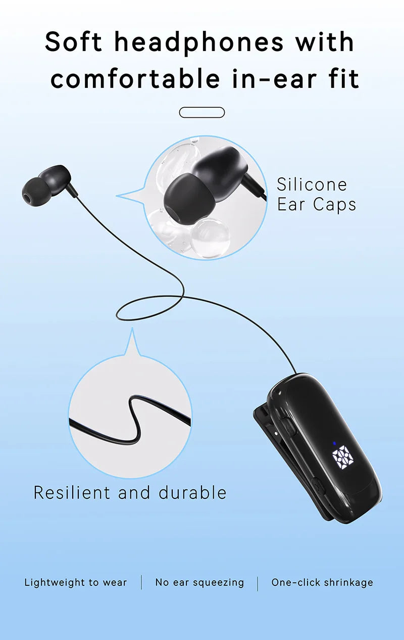 K88 Lavalier Business Bluetooth 5.4 Headphone Talk/Music Time 20 Hours,LED Digital Display,Noice Cancelling Wireless Earphones